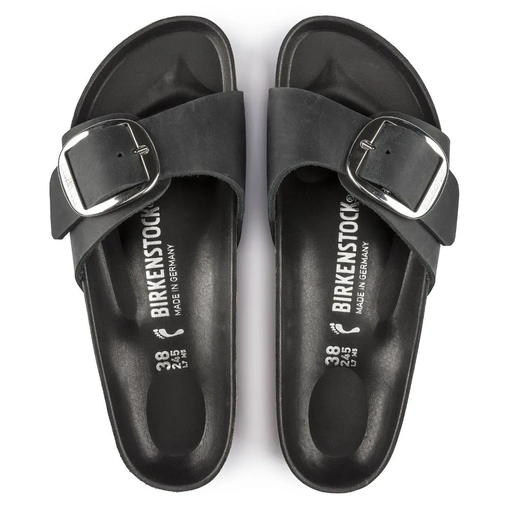 Madrid Big Buckle - Black Natural Leather||Madrid Grosses Boucles - Cuir naturel noir