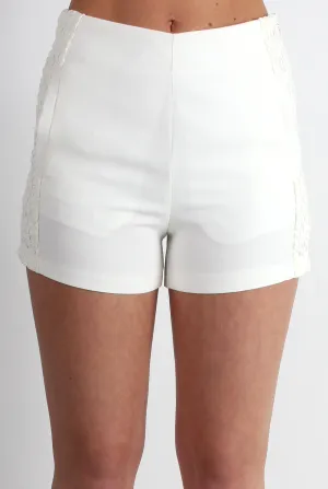 Maisie White Side Floral Shorts