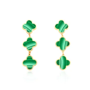 Malachite Clover Dangle Earrings