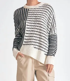 Mara Asymmetrical Sweater In Black/white