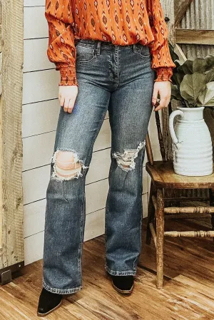 Medium Vintage Distressed Relaxed Flare