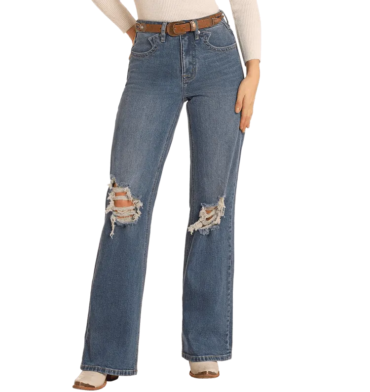 Medium Vintage Distressed Relaxed Flare