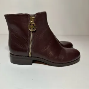 Michael Kors Lainey Flat Bootie Barolo Size 4M Dark Brown Gold (275 Box 31)
