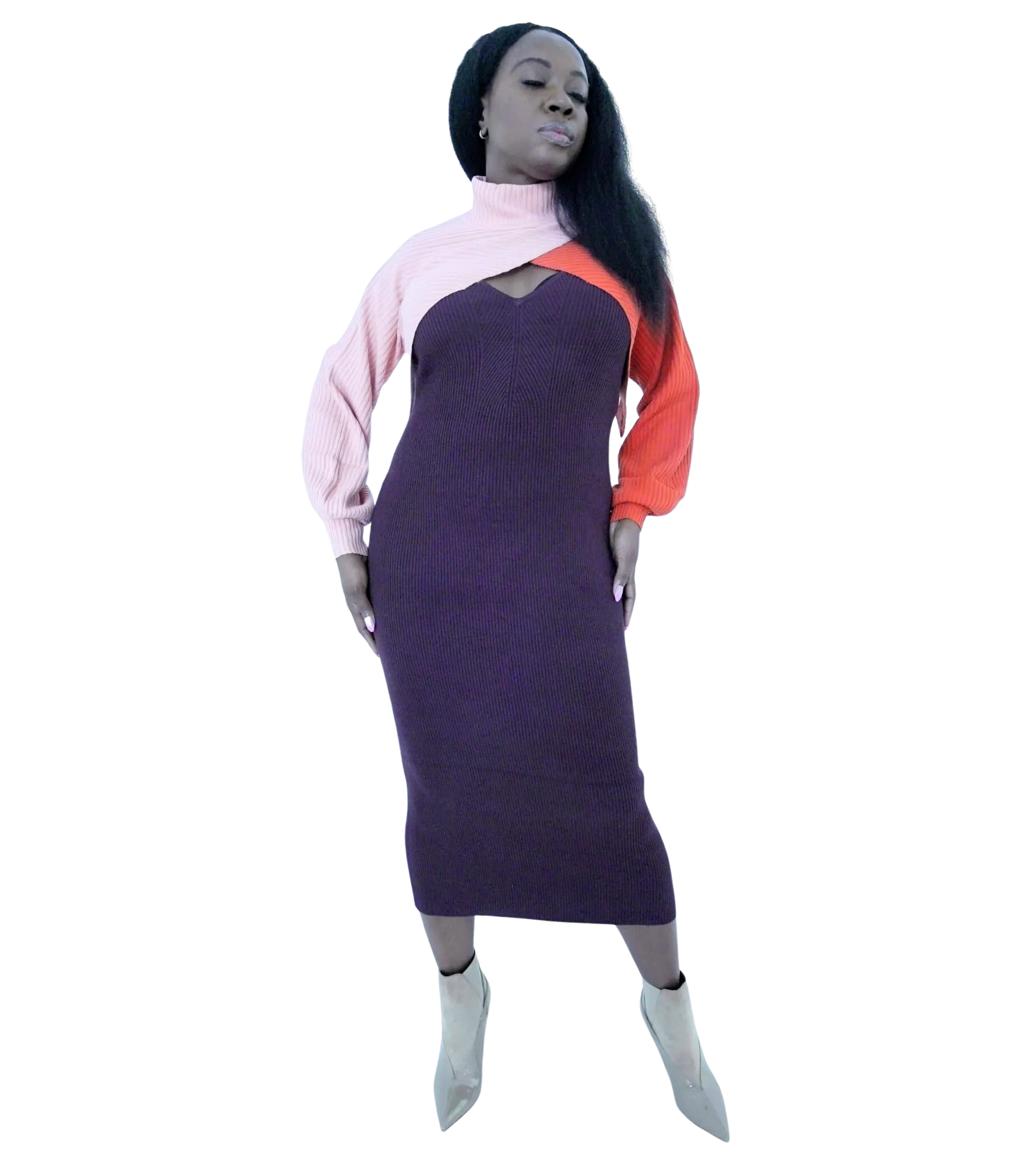 Midi Dress with removable turtleneck sweater top