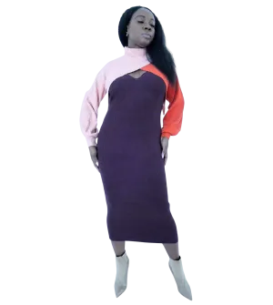 Midi Dress with removable turtleneck sweater top
