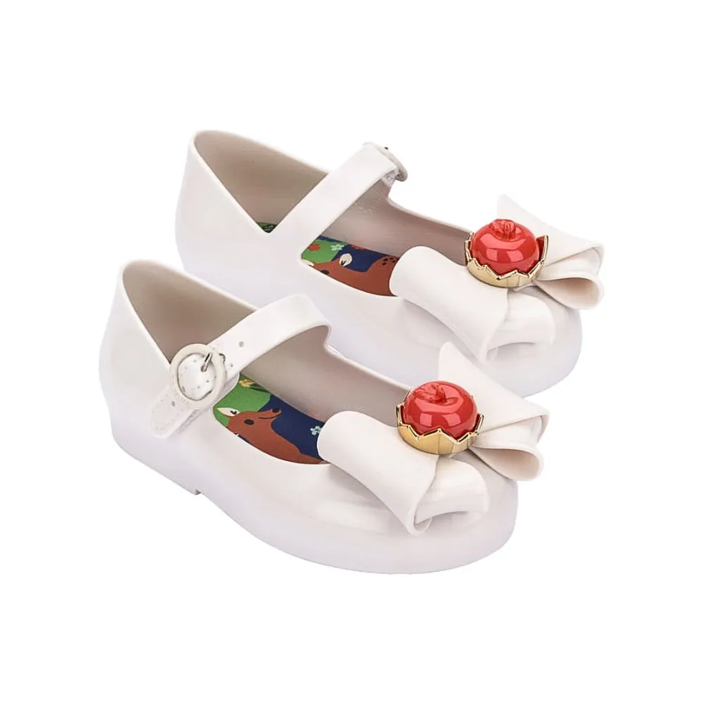 Mini Melissa Sweet Love Snow White Sandal, White/Red