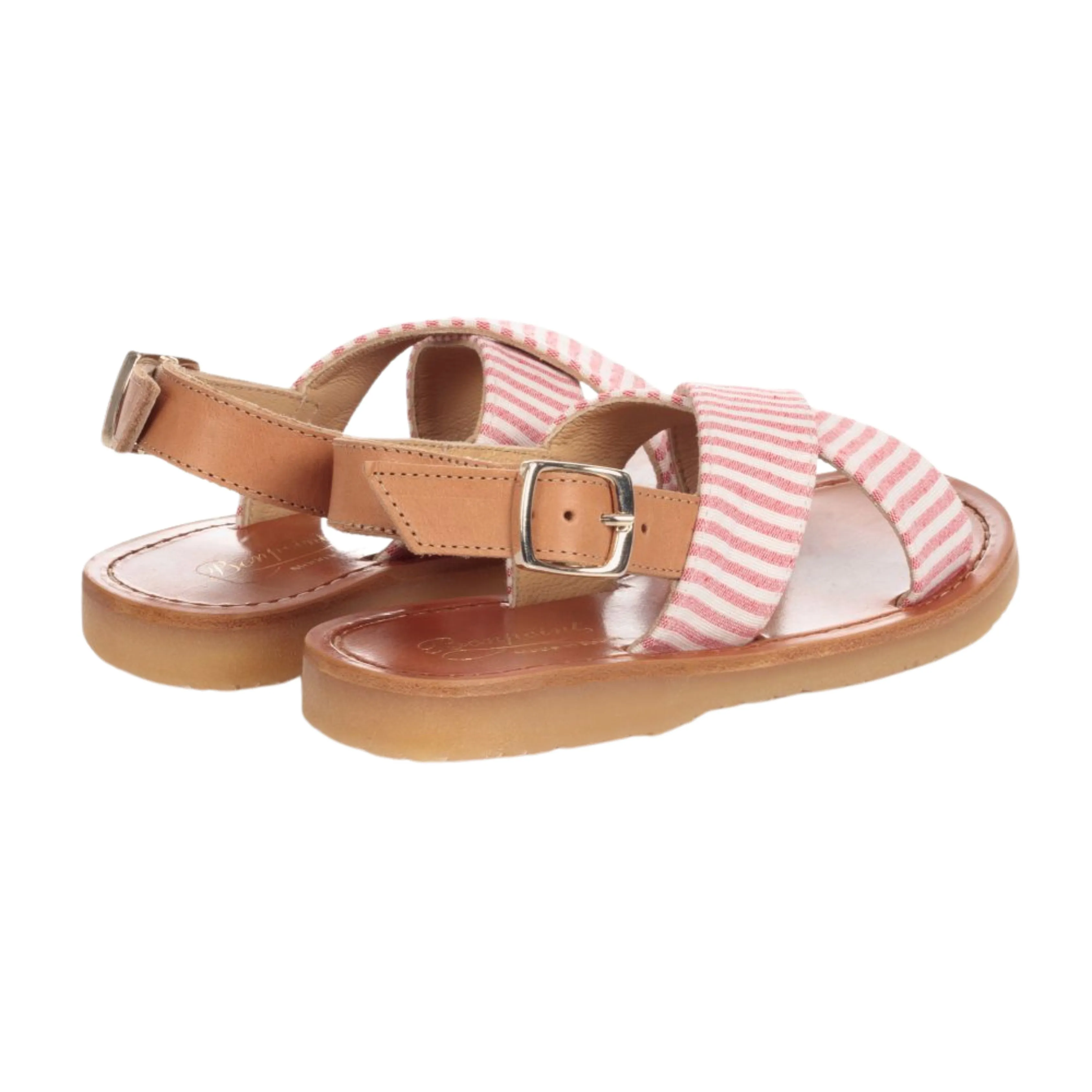Monaco Girls Leather Fabric Sandals