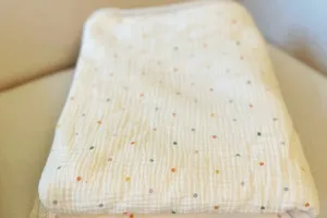 Muslin Sherpa Kids Blanket — Rainbow Polka Dots