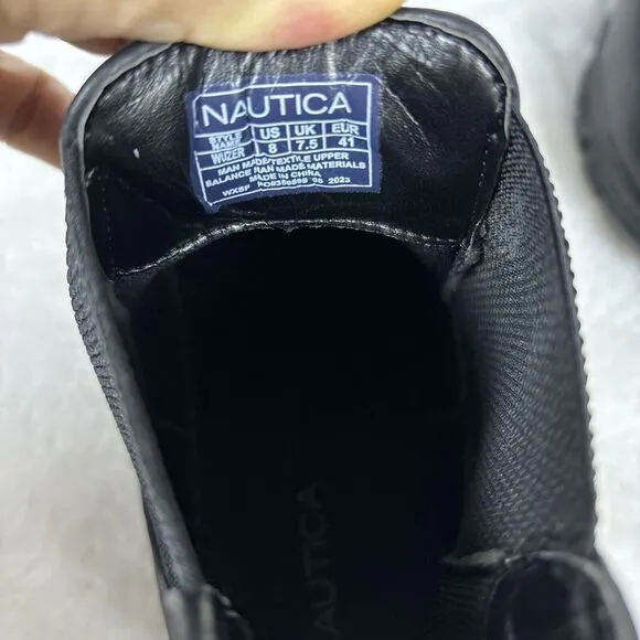 Nautica Men's Size 8 Chelsea Slip-On Shoe Chukka Desert Boots Black Army Style