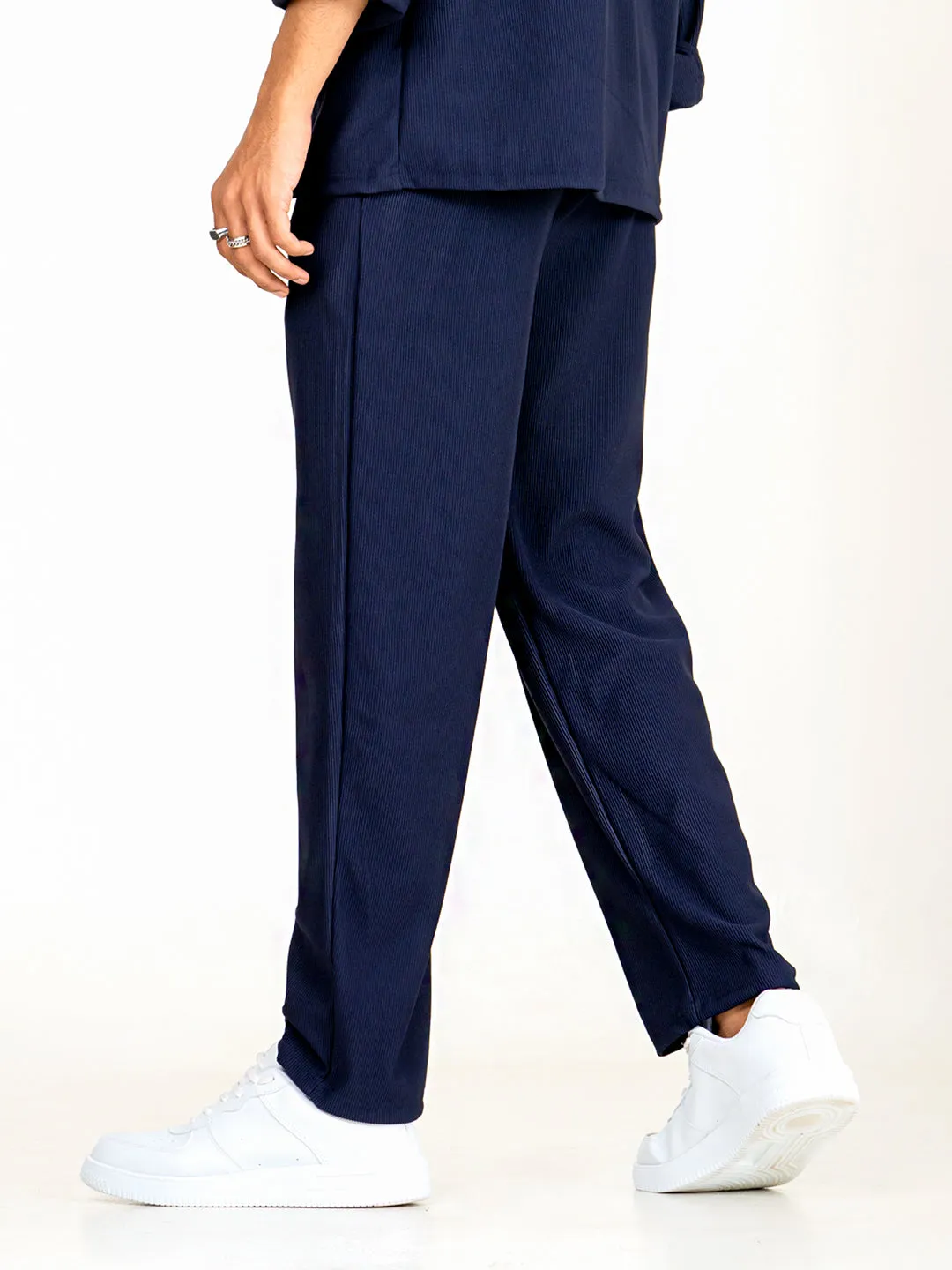 Navy Blue Shirt & Pants Co-ord Set