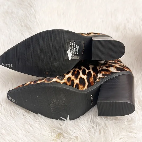 NEW Gianni Bini Animal Print Fur Western ankle heel boot women size 6
