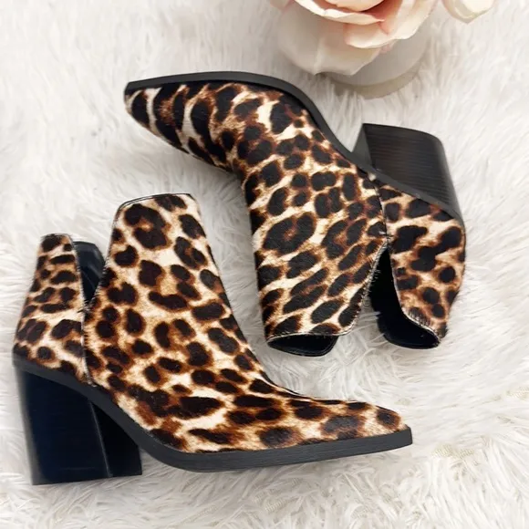 NEW Gianni Bini Animal Print Fur Western ankle heel boot women size 6