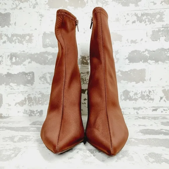 NEW Jeffrey Campbell Siren Brown Block Heel Ankle Bootie i186