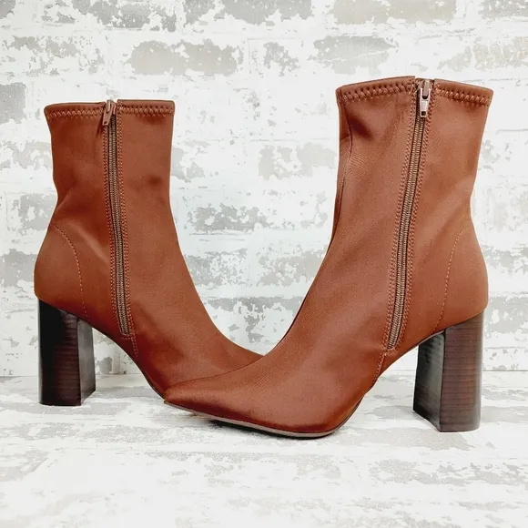 NEW Jeffrey Campbell Siren Brown Block Heel Ankle Bootie i186