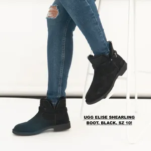 New Nordstrom Women's Authentic Elisa Genuine Shearling Bootie UGG®, Black, Sz 10!