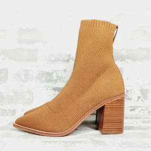 NEW STEVEN by Steve Madden Nixie Tan Brown Fall Block Heel Ankle Bootie A484
