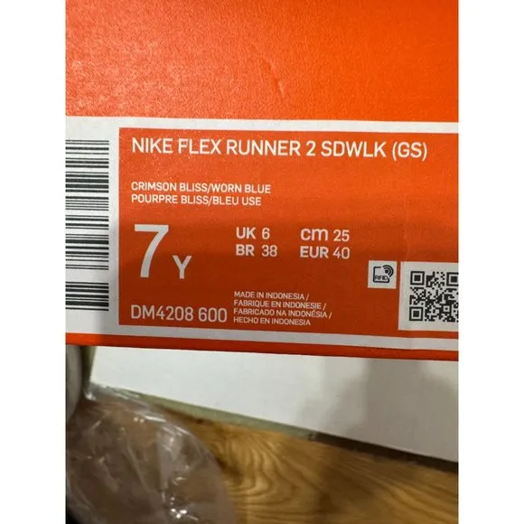 Nike NWB Sz 7Y Crimson Bliss/Worn Blue Flex Runner 2 SDWLK {GS}