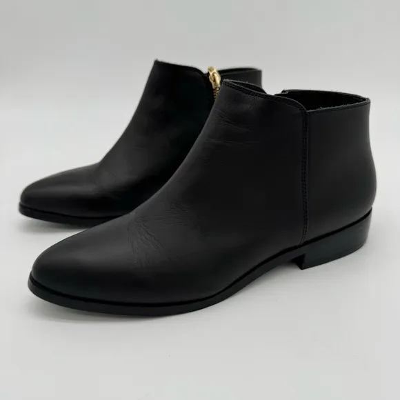 Nisolo Black Leather Side Zip Ankle Boot Bootie Size 7.5