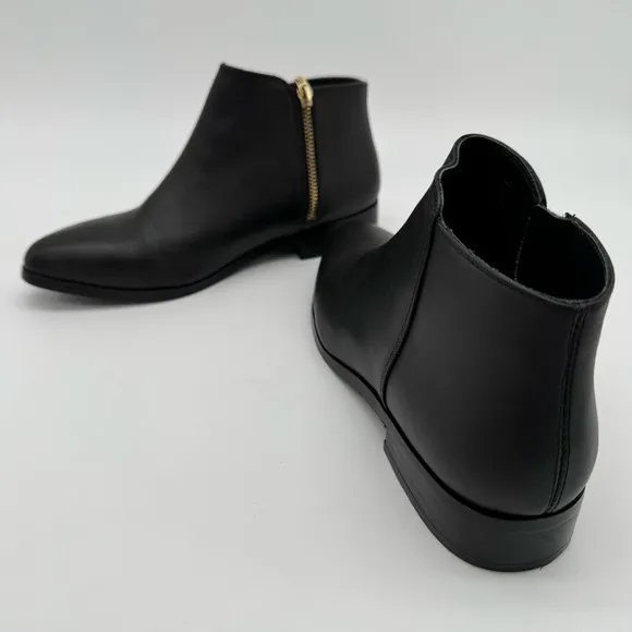 Nisolo Black Leather Side Zip Ankle Boot Bootie Size 7.5