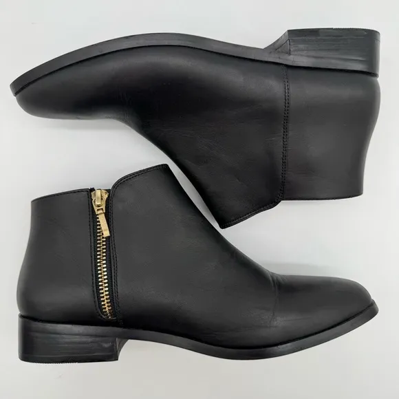 Nisolo Black Leather Side Zip Ankle Boot Bootie Size 7.5