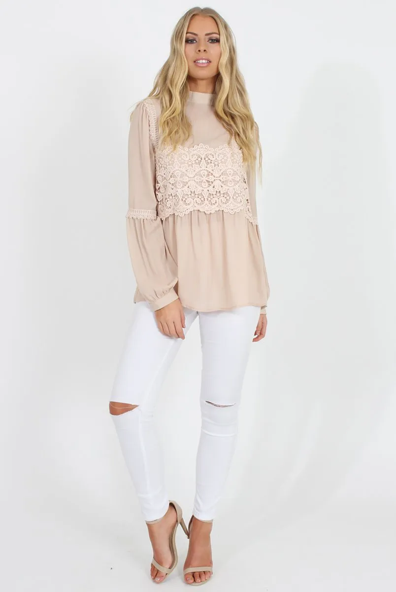 Nude Crochet Detail Top - Belle