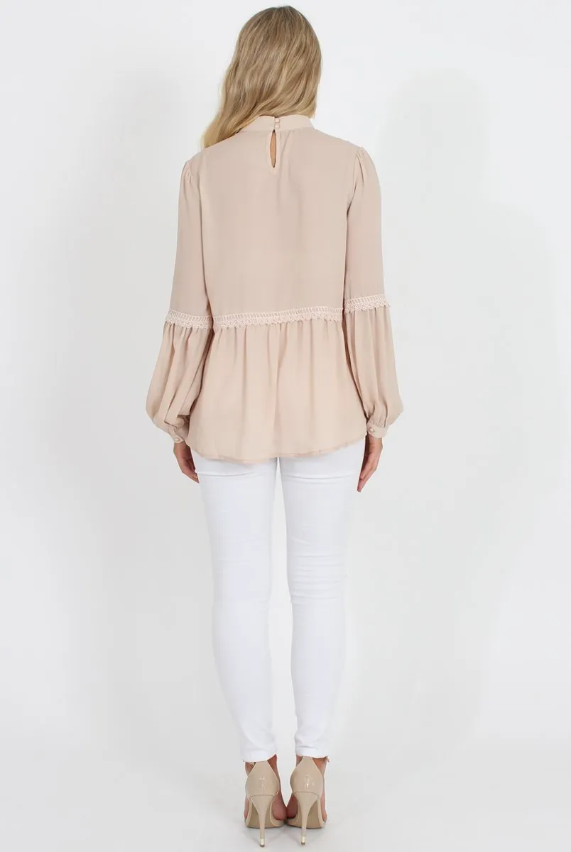 Nude Crochet Detail Top - Belle