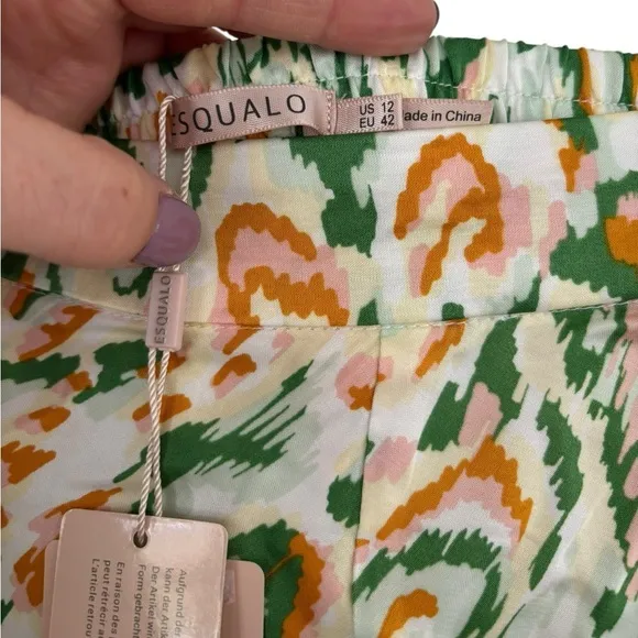 NWT Esqualo Women's Kelly Skirt‎ Maxi Mint/Orange Flowy Size 12