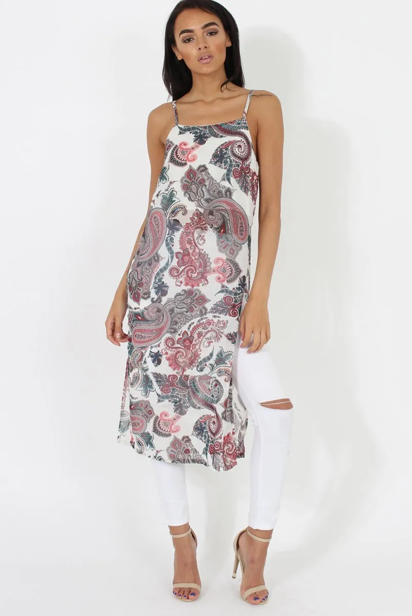 Paisley Print Long Side Slit Top - Sydney