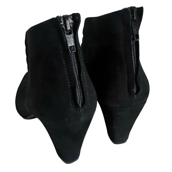 Pas de Rouge Bootie Black Suede Heels Made In Italy Sz 37 Whimsygoth Mob Wife LN