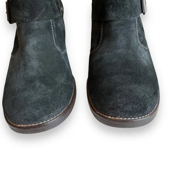 Paul Green Black Suede Leather Moto Buckle Ankle Bootie Boot Shoe 6 US 3.5 UK