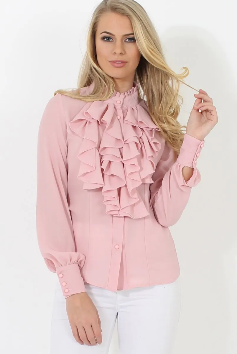 Pink Frill Front Blouse - Camille