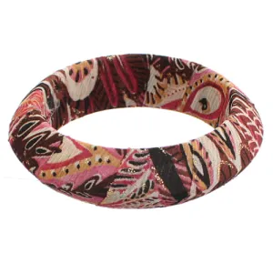 Pink Multicolor Paisley Fabric Saucer Bracelet