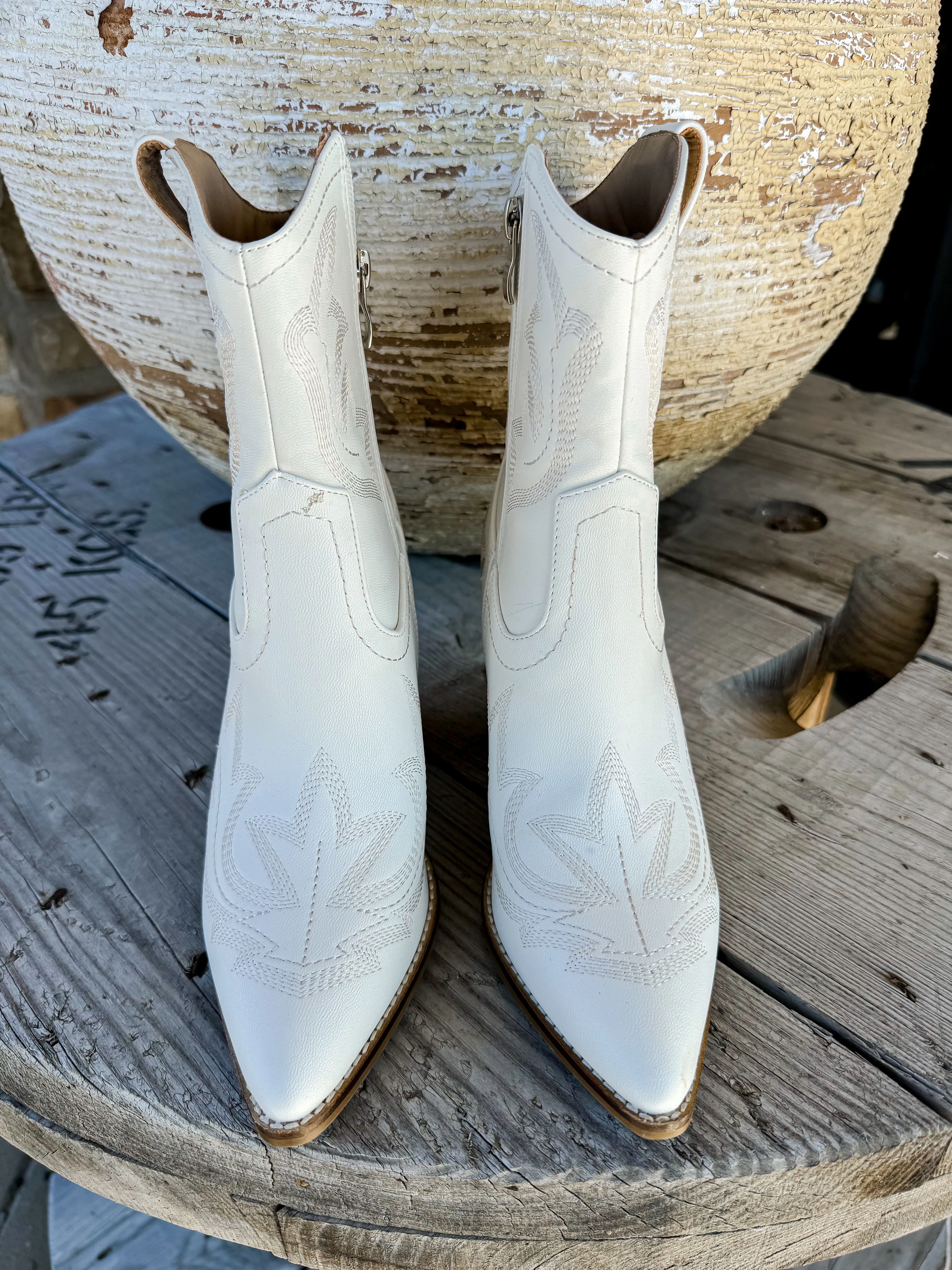 Plus One White Bootie
