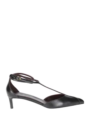 Pointed Toe Black Ankle Strap Sandals