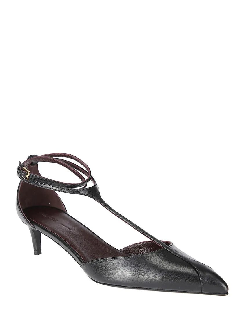Pointed Toe Black Ankle Strap Sandals