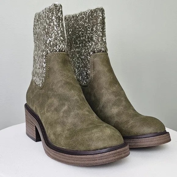 Portland Boot Company Women's Cozy Sweater Knit Bootie Olive