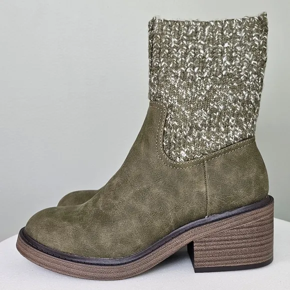 Portland Boot Company Women's Cozy Sweater Knit Bootie Olive