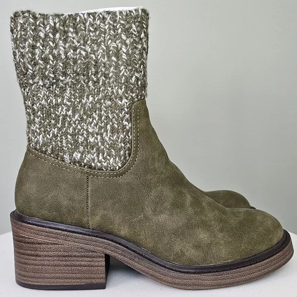 Portland Boot Company Women's Cozy Sweater Knit Bootie Olive