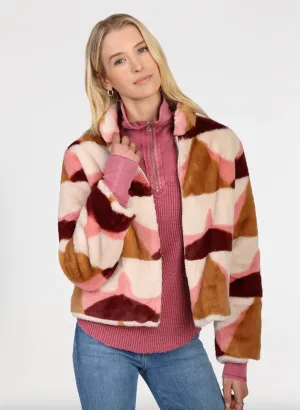 printed fur bomber