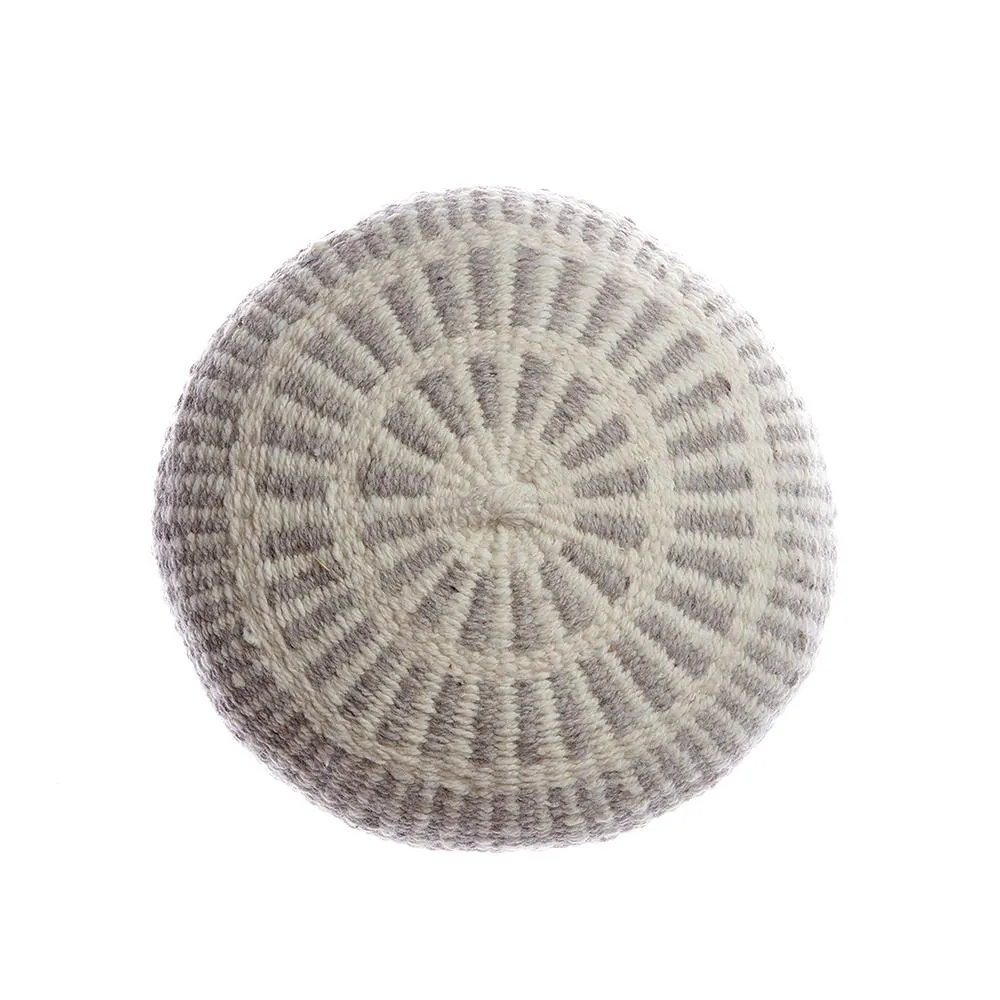 Prisma Grey Round Wool Pillow