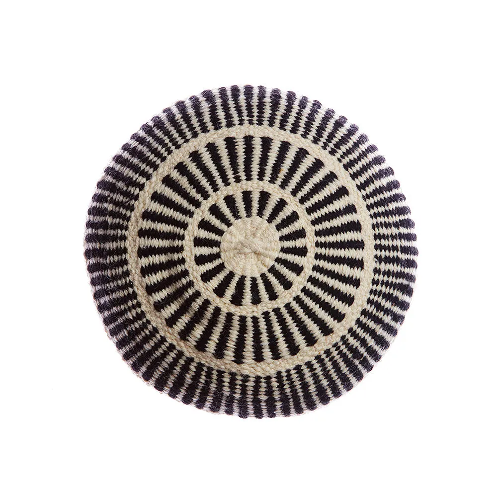 Prisma Grey Round Wool Pillow