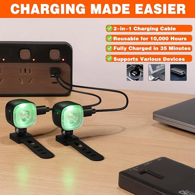 Rechargeable Croc Lights for Shoes 2pcs, LED Headlights for Croc Sandals Sneakers, Croc Accessories for Kids Boys Girls Men Women, Dog-Walking Hiking Hunting Camping Accessories (Black)