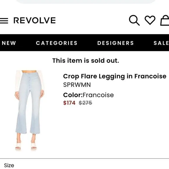 REVOLVE Jeans SPRWMN LA NEW Denim Flare Leggings Francoise Blue Size 2-4 Small