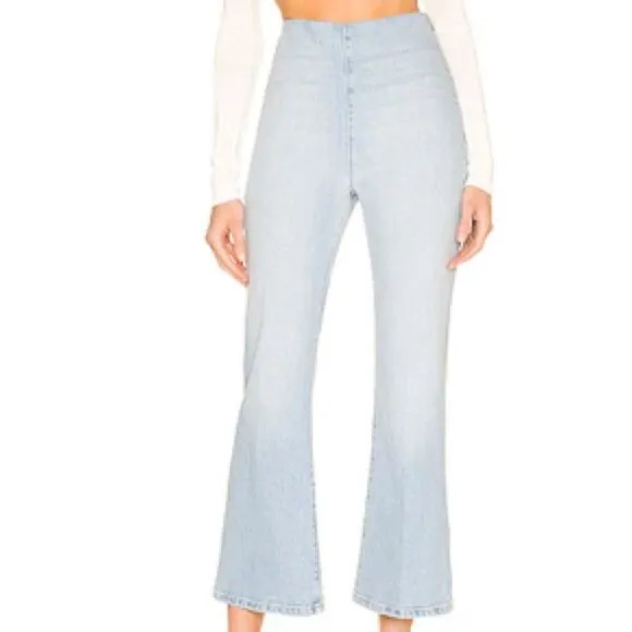 REVOLVE Jeans SPRWMN LA NEW Denim Flare Leggings Francoise Blue Size 2-4 Small