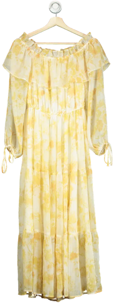 River Island Yellow Floral Maxi Dress UK 10