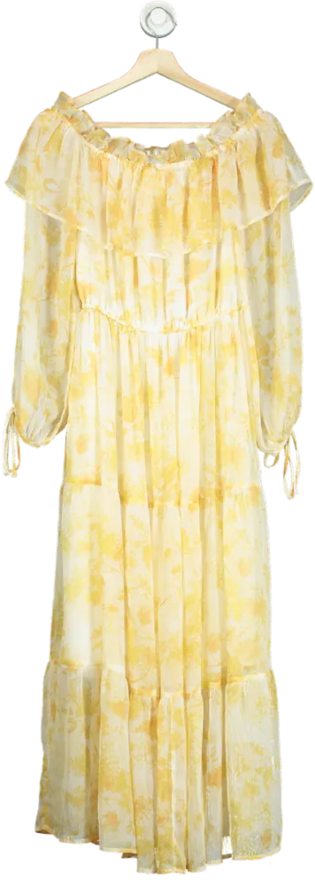 River Island Yellow Floral Maxi Dress UK 10