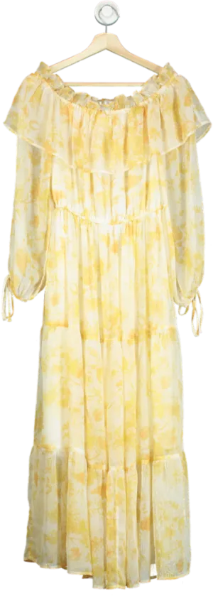River Island Yellow Floral Maxi Dress UK 10