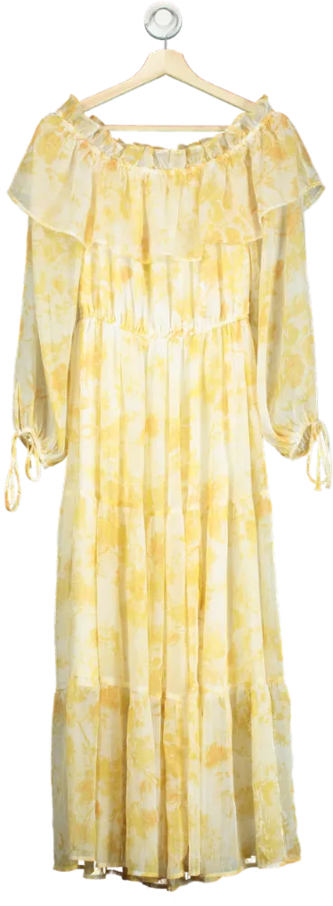 River Island Yellow Floral Maxi Dress UK 10