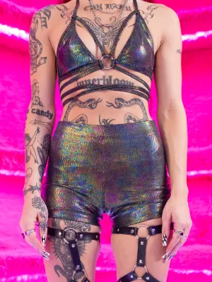 ROLLER BOOTY SHORTS - OIL SLICK SNAKE