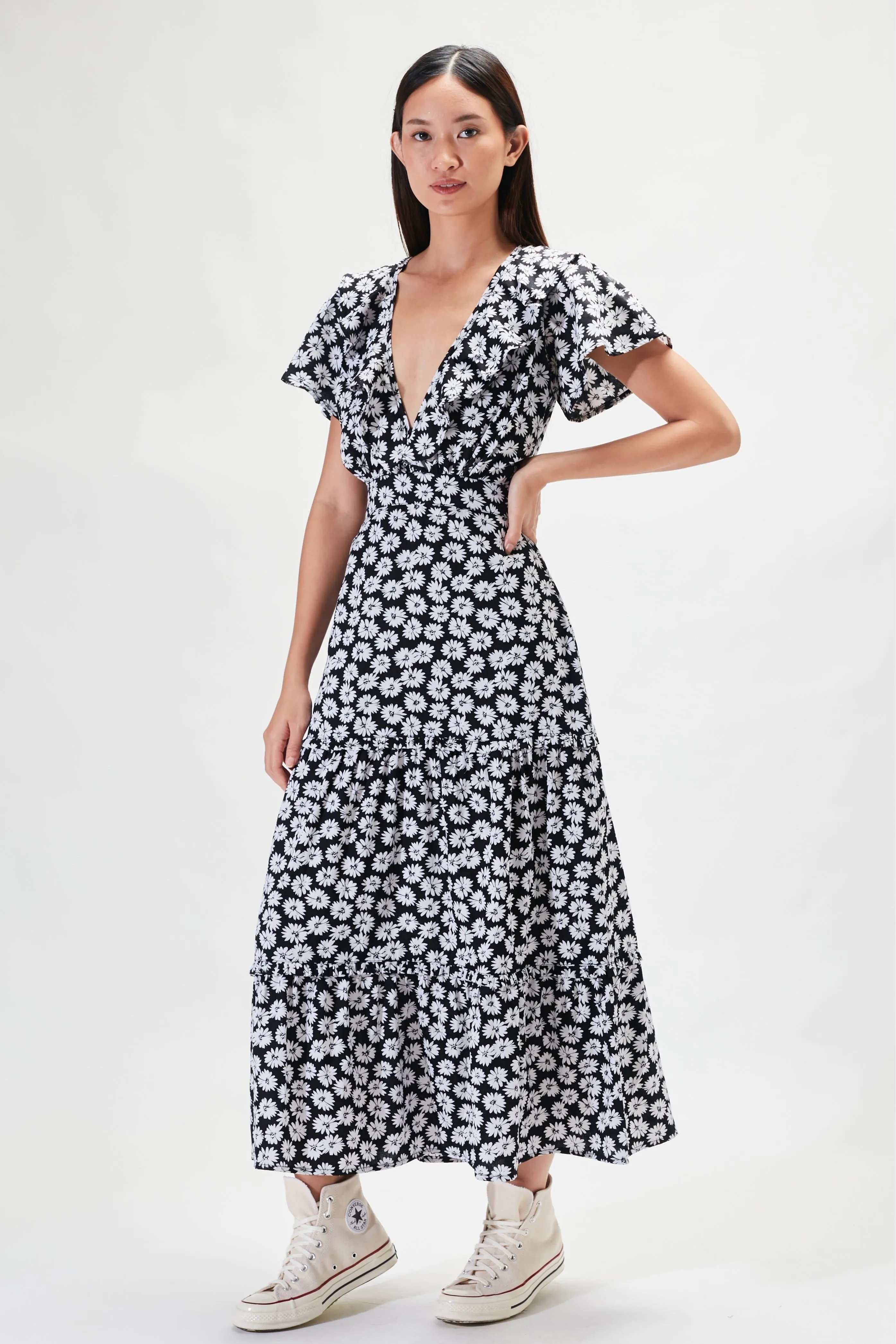 RUE STIIC LUCILLE MAXI DRESS - BLACK DAHLIA FLORAL